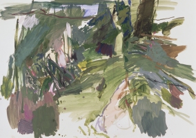 Waldstück I, 2001, 70 x 100 cm, Gouache