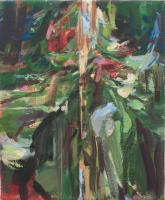 Bildnis einer Tanne, 2021, 30x25cm, Eitempera auf Leinwand