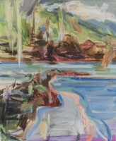 Bunte Wasser (Elbe bei Radebeul), 2021, Eitempera auf Leinwand, 55x45 cm