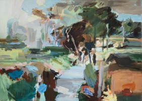 Elbwiesen, Sommer, 2022, 100x140cm, Eitempera aufLeinwand