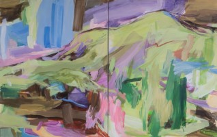 Sainte Victoire, 2024, 165x260 cm, zweiteilig, Eitempera auf Leinwand