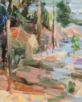 Rast (auf dem Weg zu Cézanne), 2022, 50x40cm,   Eitempera auf Leinwand