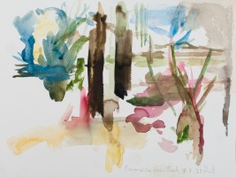 Baumreihe am Bach, 2021, 24x32cm, Aquarell