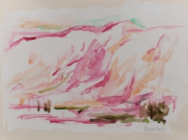 Sainte Victoire, rot, 2023, 32 x 24 cm, Aquarell